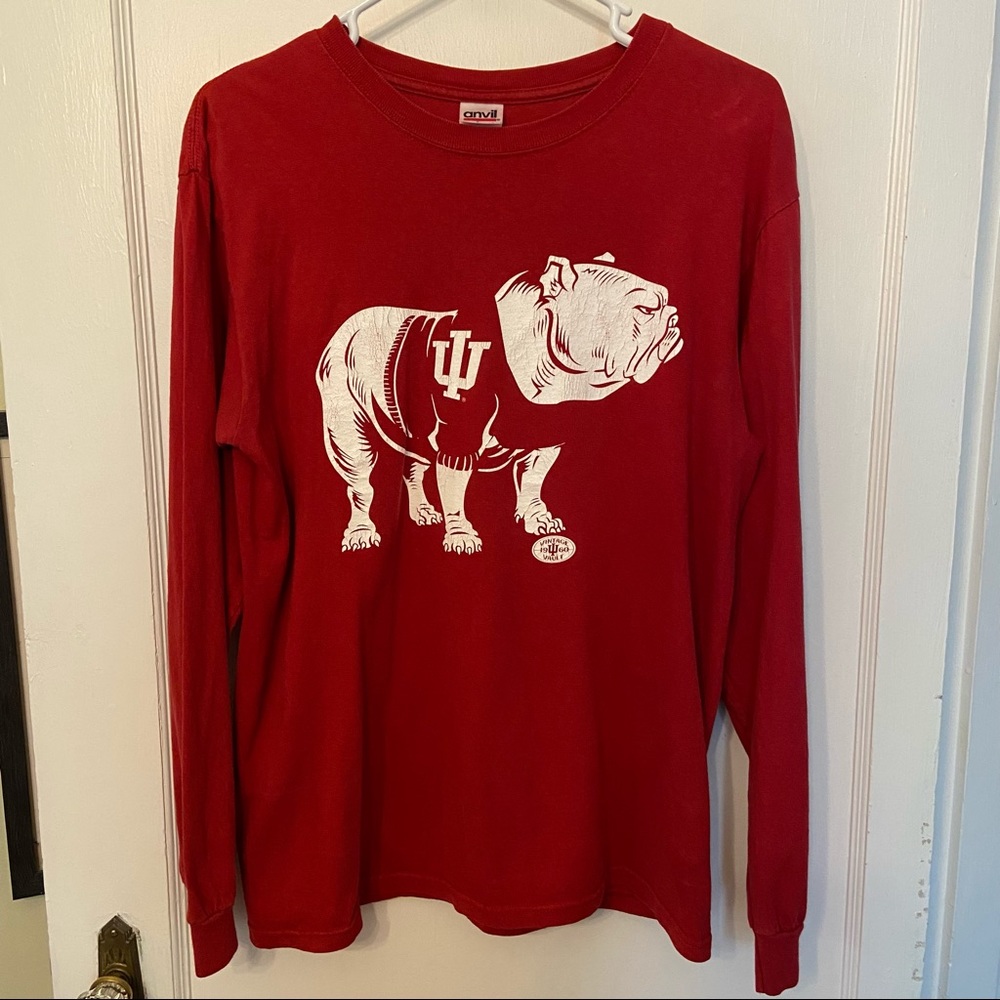 Anvil Indiana University Football Ox the Bulldog Long Sleeve T-Shirt